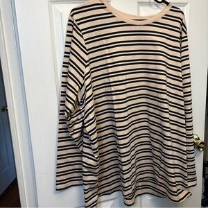 Lands' End Relaxed Fit Striped Top in Cream and Black